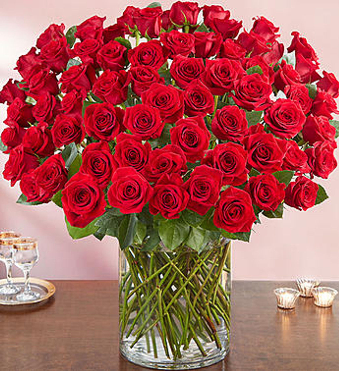 100 Red & White Roses Bouquet