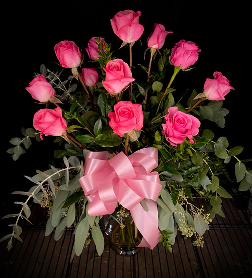 The Cotton Candy- One Dozen Pink Roses Bouquet