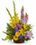 Beautiful flowers such as blue hydrangea, lavender roses, snapdragons and daisy spray chrysanthemums along with yellow asiatic lilies, gerberas, gladioli, snapdragons and brilliant greenery are delivered in a lovely wicker basket.