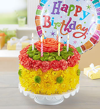 birthday wishes flower cake