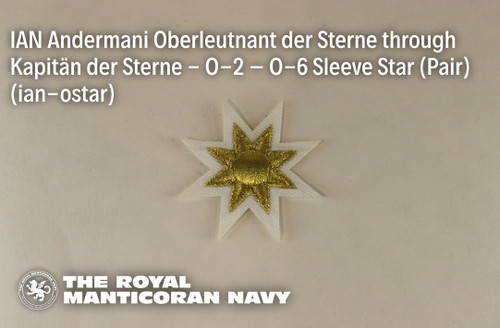 IAN Andermani Oberleutnant der Sterne through Kapitän der Sterne - O-2 – O-6 Sleeve Star (Pair) IAN Andermani Oberleutnant der Sterne through Kapitän der Sterne - O-2 – O-6 Sleeve Star (Pair)