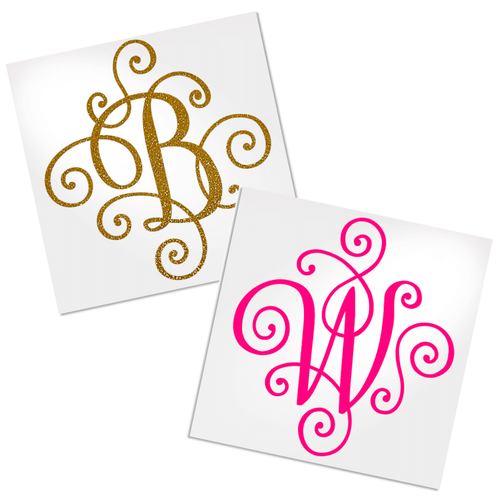 Fancy Scroll Letter Decal for car window, laptop, tablet, water bottle, tumbler or cup.