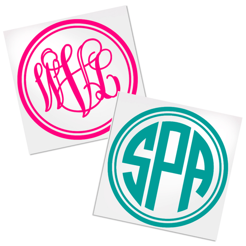 Circle Border Monogram Decal for Cup, Car, Laptop or even a Tablet.