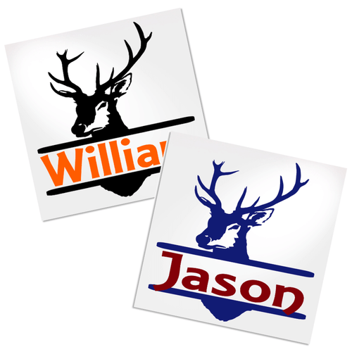 Personalized deer decal for any hard, smooth surface.