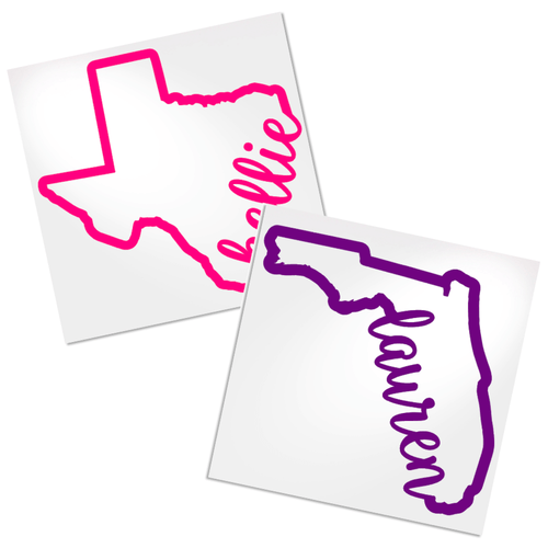 Personalized State decal with name for cup, car, laptop or tablet.