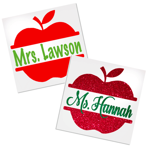 Personalized Apple Decal for your favorite teacher.  Use it on any hard, smooth surface.