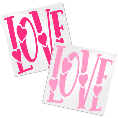 Love word with Hearts decal is perfect for any hard, smooth surface.