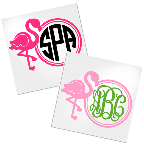 Flamingo monogram decal for any hard, smooth surface.