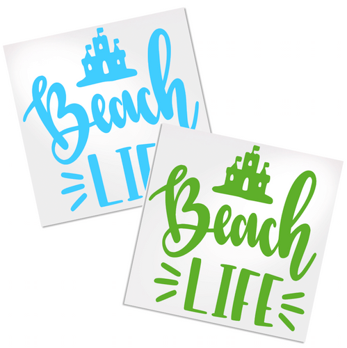 Beach life decal for adding character to cup, tumbler, water bottle, or any hard smooth surface.  