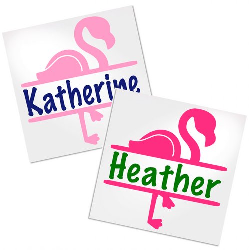 Personalized flamingo decal to go on any hard, smooth surface.