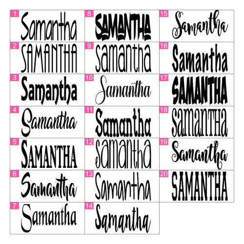 Font Chart to show choices at Decals by ADavis.