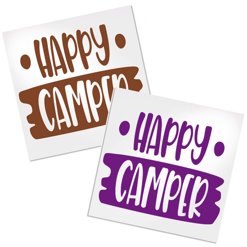 Happy Camper decal for any hard, smooth surface.