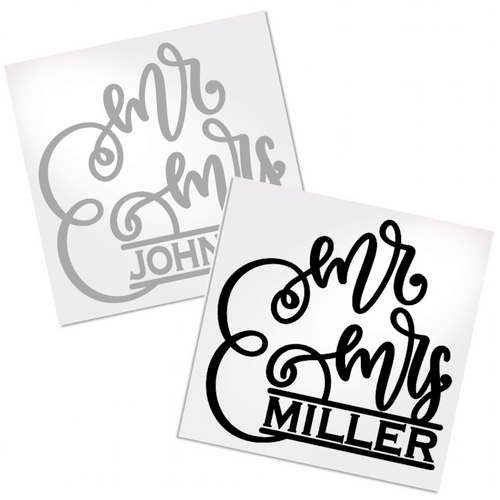 Mr and Mrs decal with last name for any cup, car or laptop