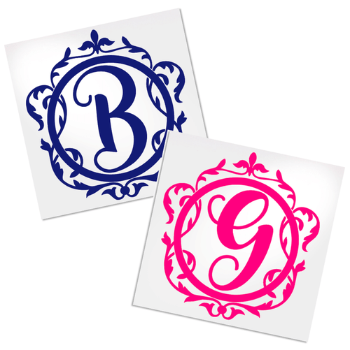 Swirly Framed Letter Decal for Cup, Car or Laptop