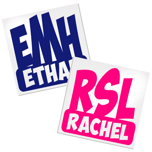 Monogram with Name Decal for any hard, smooth surface.