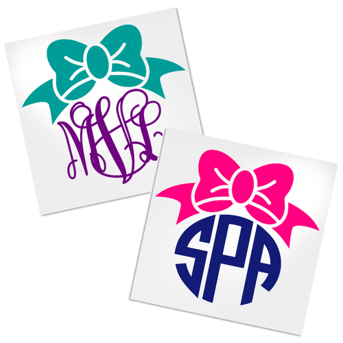 Bow Monogram Decal to add to any hard, smooth surface.