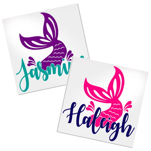Personalized mermaid decal for cup, tumbler, water bottle, tablet, phone case or rear car window.