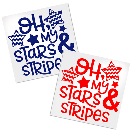 Oh my stars and stripes decal for any hard, smooth surface.