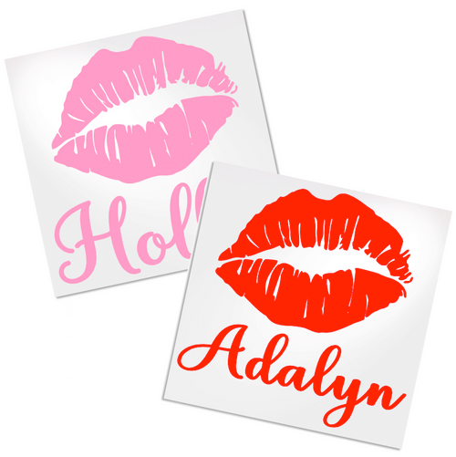 Lips with Name Decal for cup, car or laptop.