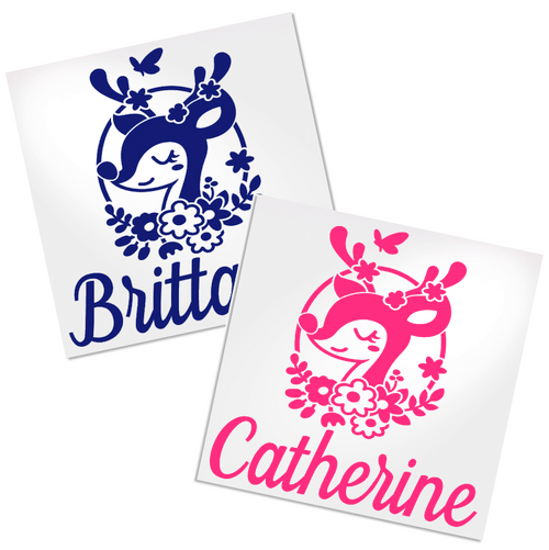 Cute Deer Decal is personalized with your name to add personalization to any car, cup, tumbler, water bottle or even a laptop.