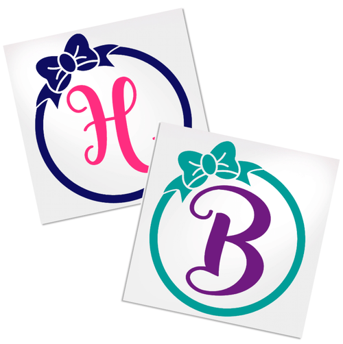 Letter with Bow vinyl decal design