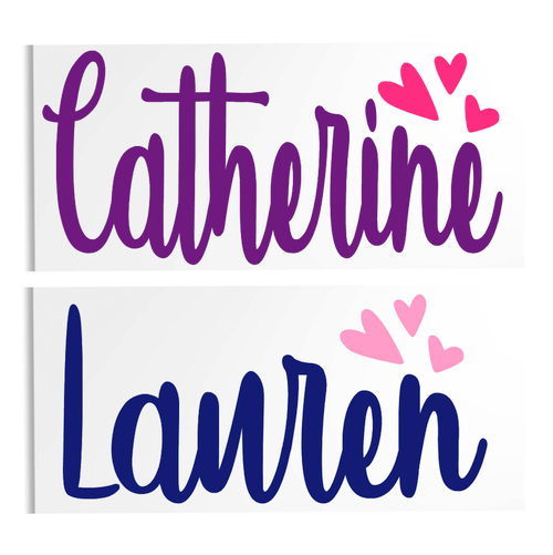 Name with Hearts vinyl decal design