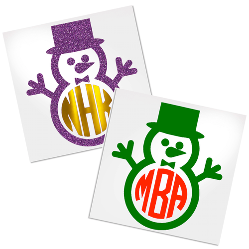Snowman Monogram vinyl decal design