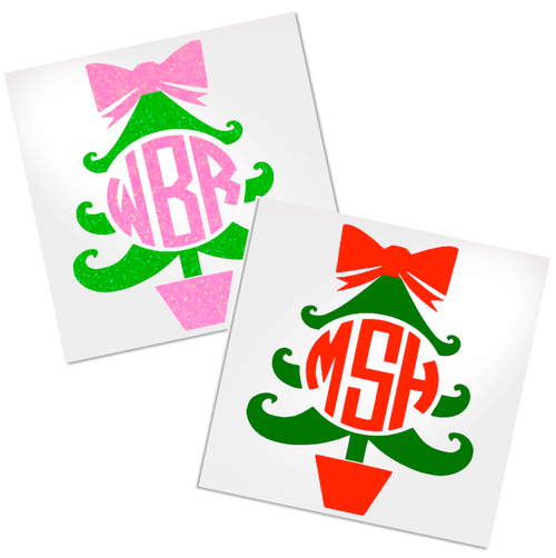 Fancy Christmas Tree Monogram vinyl decal design