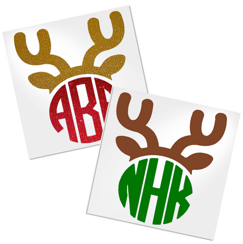 Reindeer monogram decal for any hard, smooth surface.