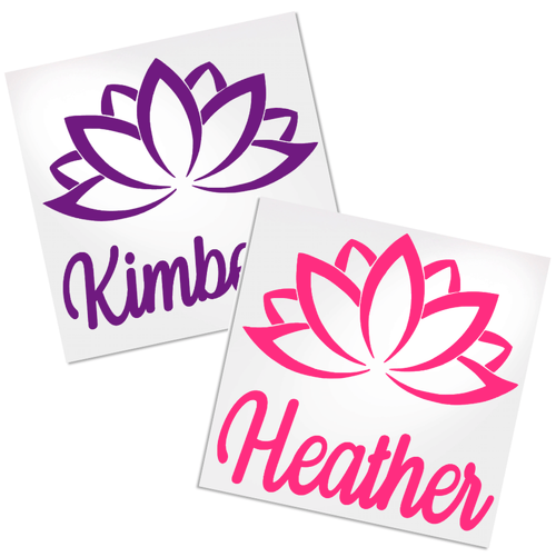 Lotus with Name vinyl decal design