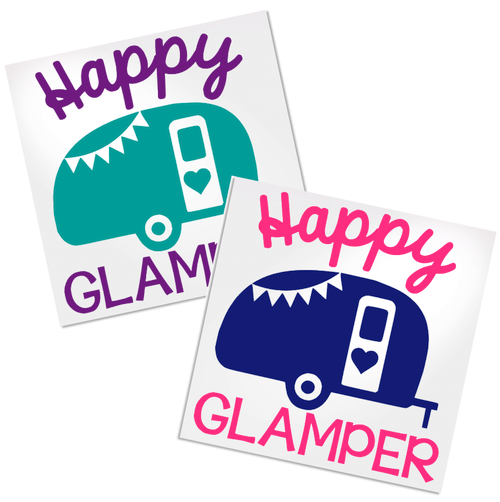 Happy Glamper vinyl decal design