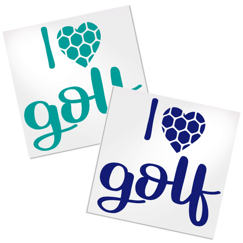 I Love Golf Decal for any hard, smooth surface.