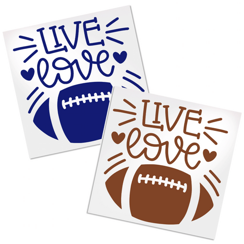 Live Love Football Decal for any hard, smooth surface.