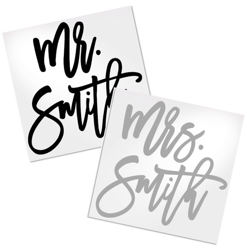 Mr and Mrs Decal - can be purchased separately and can be used on any hard, smooth surface.