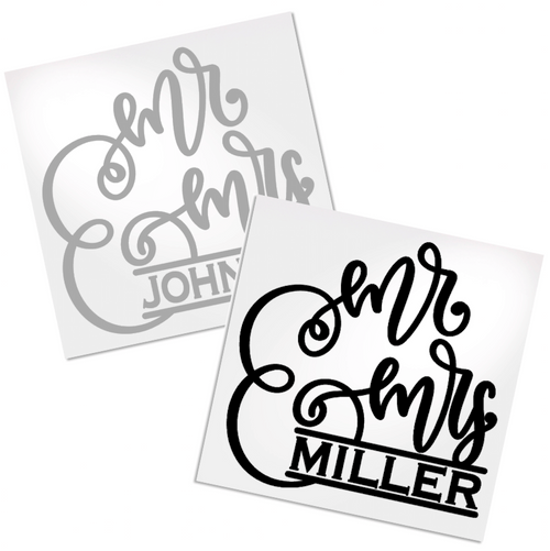 Mr and Mrs decal with last name for any cup, car or laptop