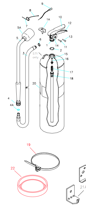 Amerex30lbClassD(Lithium)CopperPowderExtinguisherwithHose&ExtensionApplicator(BrassValve)Model571:B571