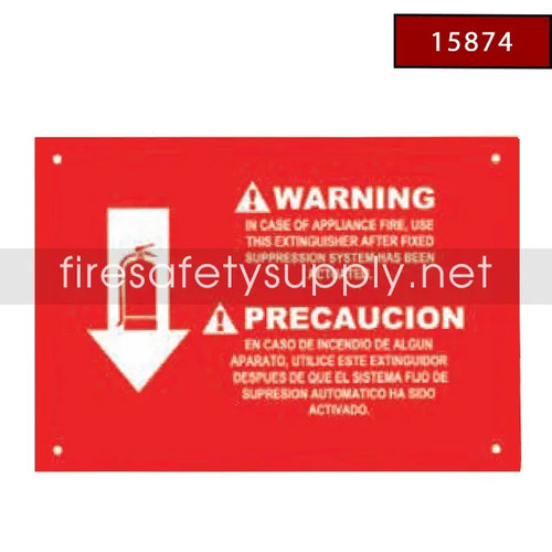 Amerex 14669 Caution Placard Wet Chemical (English/Spanish)