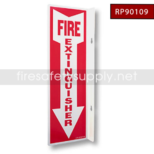 Plastic Rigid Fire Extinguisher Arrow Sign 4"X18" 90 Degree