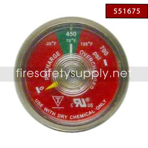 Pyro-Chem 551675 Pressure Gauge, Valve, 450 psi