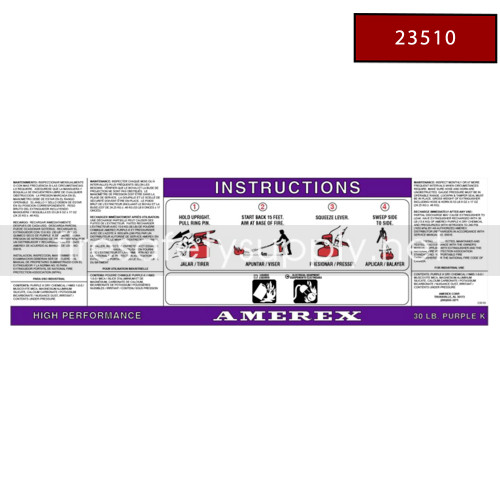 Amerex 23510 Nameplate for Models 569 and 591 Replacement Label