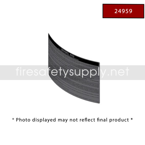 Amerex 24959 Nameplate for Model 452 Replacement Label