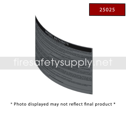 Amerex 25025 Nameplate (B673) Replacement Label for 65 lb Halotron I Wheeled