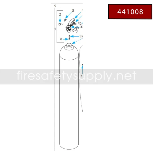 Ansul 441008 Cylinder Valve Assembly (w/o pick-up tube)