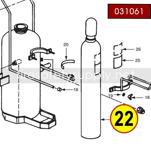 Ansul 031061 Nitrogen Cylinder (220-B with Q.O. Valve, CR)