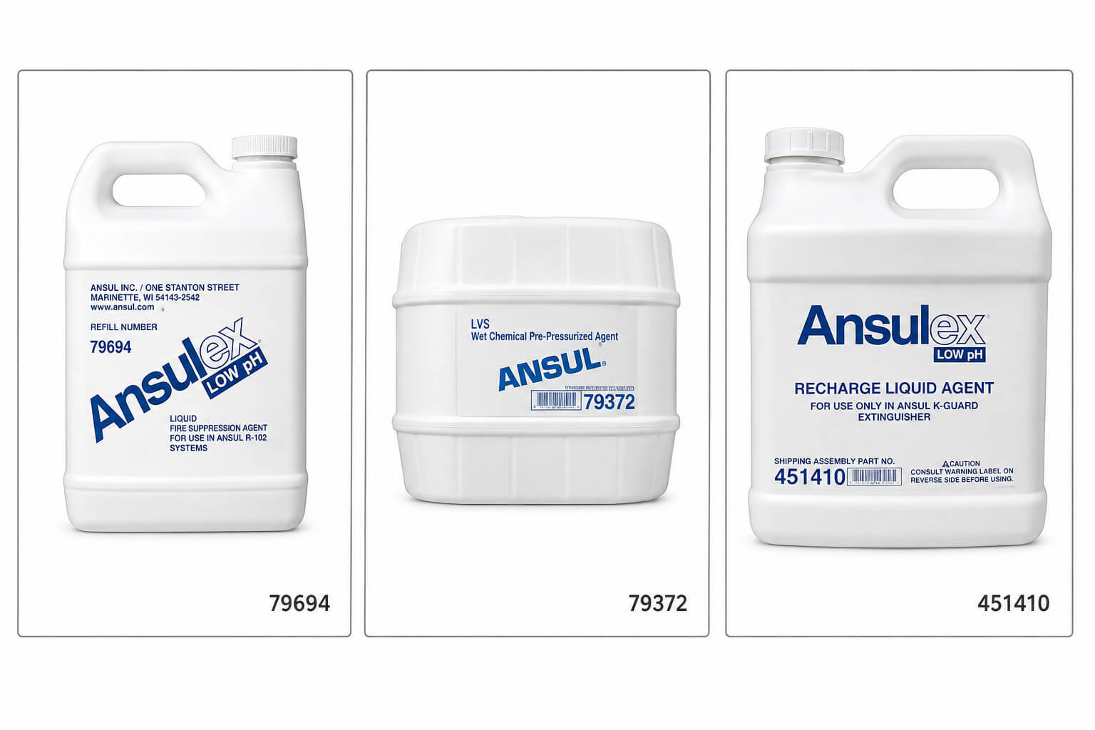 ANSUL ANSULEX Liquid Fire Suppressant product and part number reference