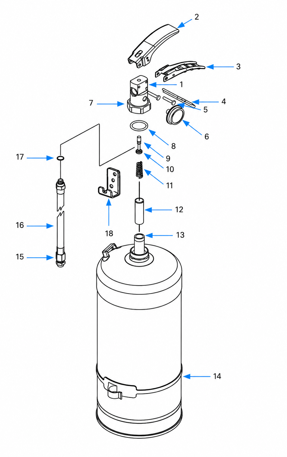 ANSUL K-GUARD 6 Liter Model K01-3 exploded parts diagram