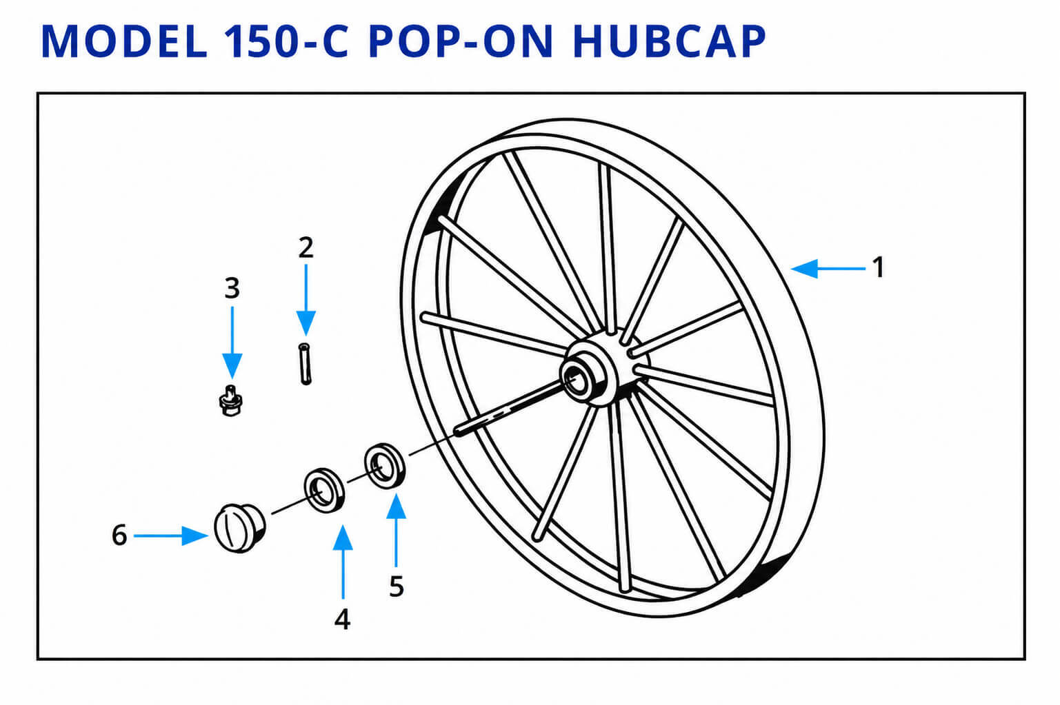 ANSUL Model 150-C Pop-On Hub Cap wheeled fire extinguisher wheel assembly parts diagram