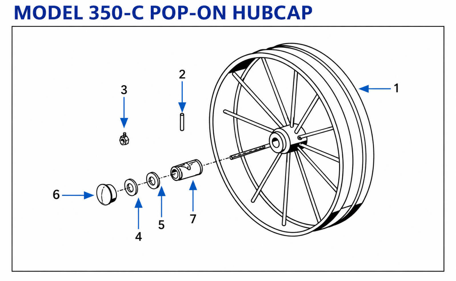 ANSUL Model 350-C Pop-On Hub Cap wheeled fire extinguisher wheel assembly parts diagram