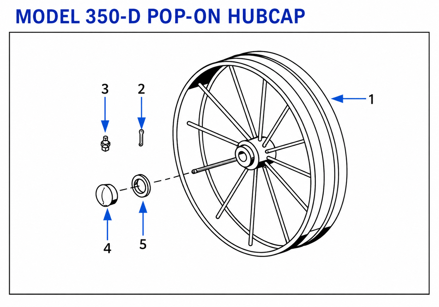 ANSUL Model 350-D Pop-On Hub Cap wheeled fire extinguisher wheel assembly parts diagram