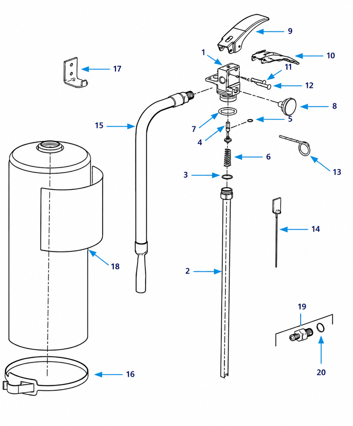 Sentry 2.5 lb Models A02S and A02SVB parts diagram